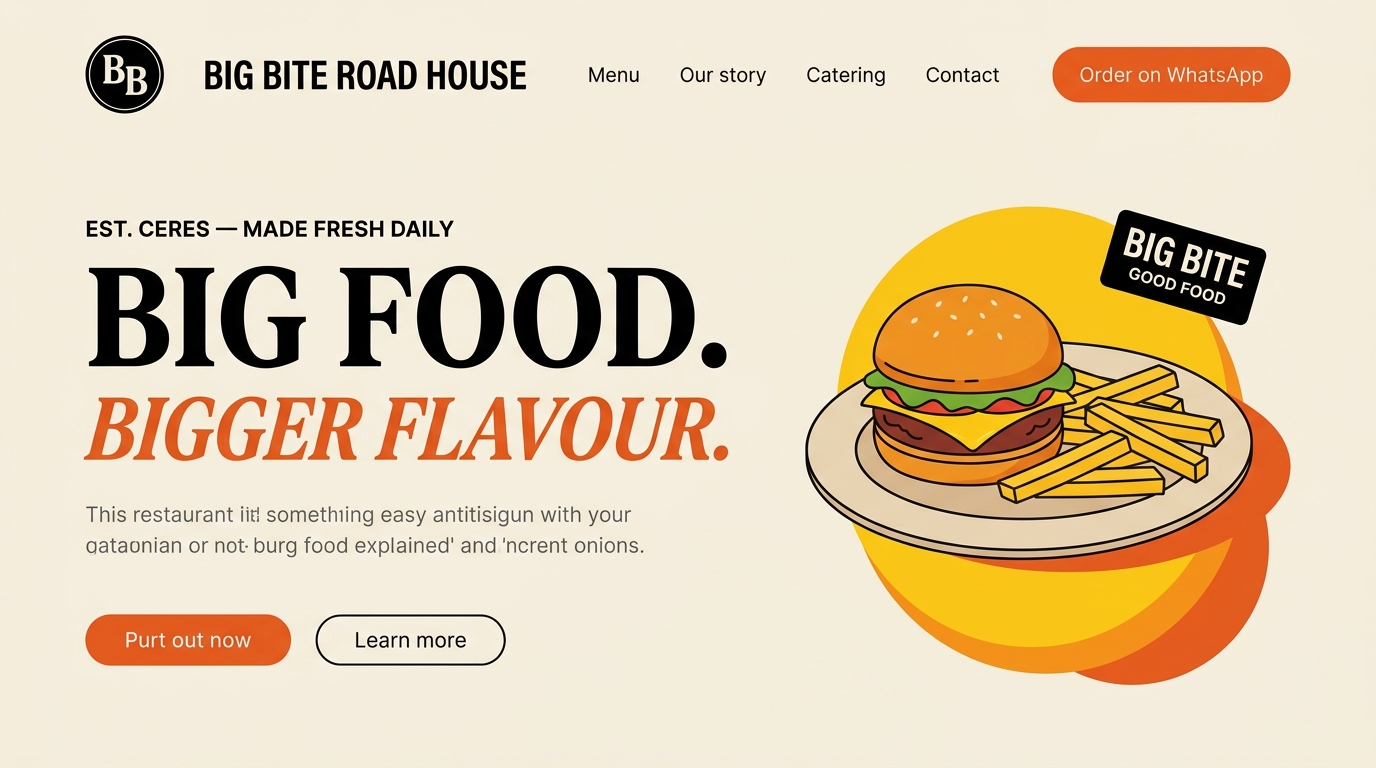 Homepage of BIG BITE ROAD HOUSE website